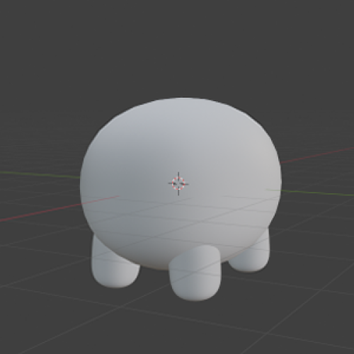 A 3d ball with a smaller 3d ball on top of it.