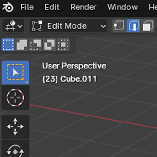 Blender in 'Edit mode' and in edge select mode.